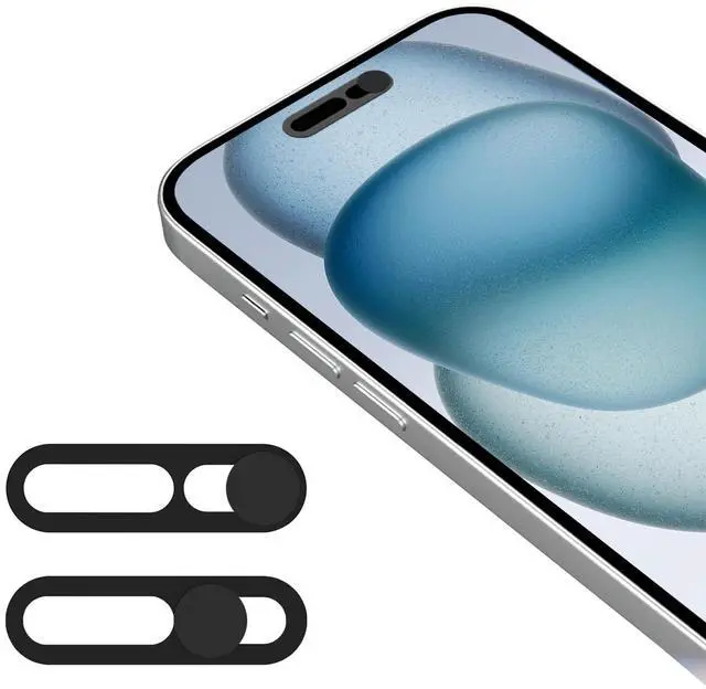 Main image of Webcam Cover,Front Camera Cover Compatible for iPhone 15/15 Plus/15 Pro/15 Pro Max/14 Pro/14 Pro Max,Protect Privacy and Security,Not Affect Face ID, 2 Pack-Black