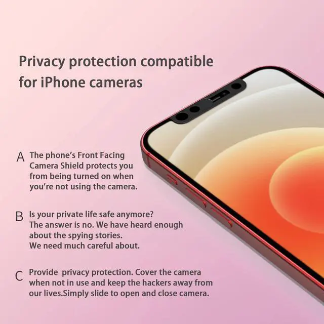 Alt view image 5 of 7 - Phone Front Camera Cover,Webcam Cover Compatible for iPhone X/XS/XR/XS Max, iPhone 11/11 Pro/11 Pro Max,iPhone 12/12 Mini /12Pro /12Pro Max,Protect Privacy and Security,Not Affect Face ID(Black)