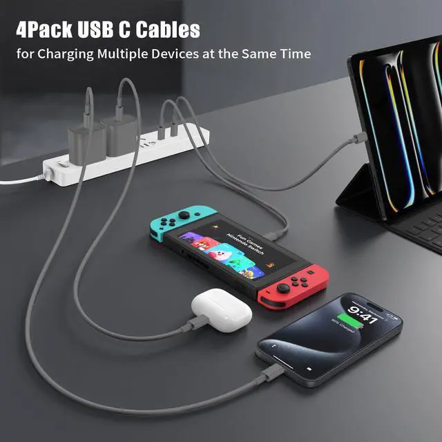 Alt view image 2 of 7 - USB C to USB C Cable 3FT for Apple iPhone 17 16 Charger Cord 4Pack