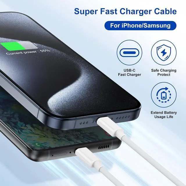 Alt view image 4 of 7 - USB C to C Charging Cable for iPhone 17 16 15 Charger Cord,3Pack 6FT Apple C to C Cable Fast Charging for iPhone 17 16 Pro Max/15 Pro/16/16e/15/Air,MacBook Pro,iPad 11/10 inch