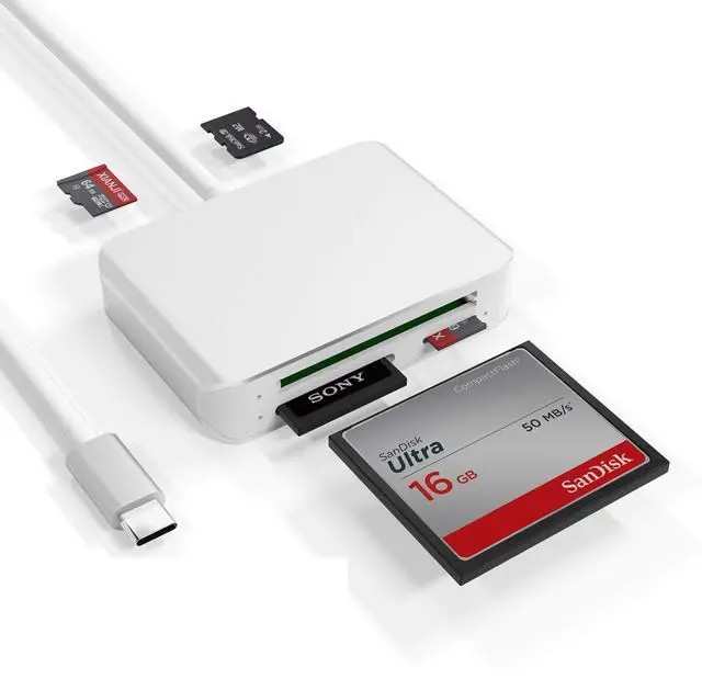 Main image of USB C Card Reader, 5-in-1 Multi-Slot Memory Card Hub for CF/SD/Micro SD/M2