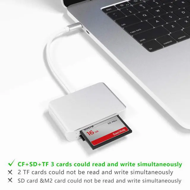Alt view image 5 of 7 - USB C Card Reader, 5-in-1 Multi-Slot Memory Card Hub for CF/SD/Micro SD/M2