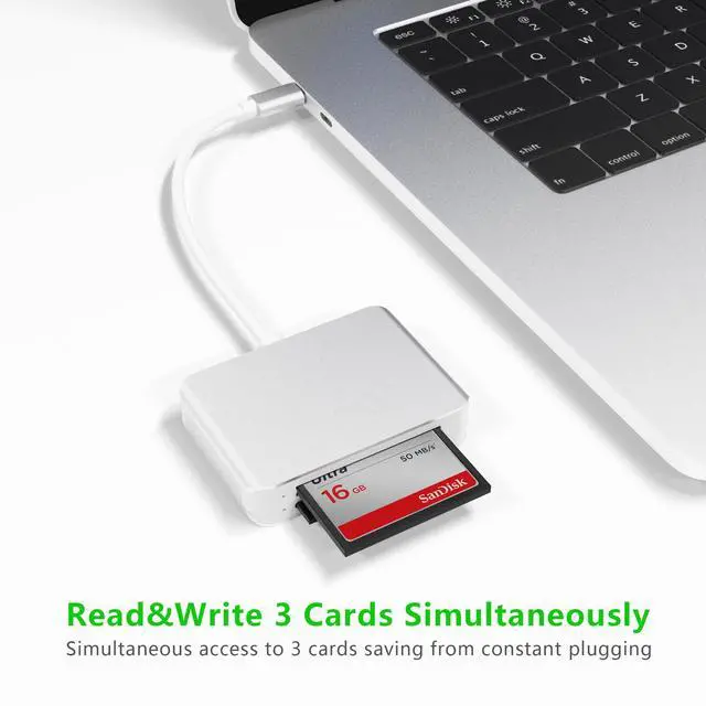 Alt view image 6 of 7 - USB C Card Reader, 5-in-1 Multi-Slot Memory Card Hub for CF/SD/Micro SD/M2