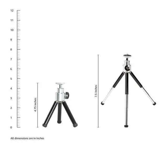 Alt view image 5 of 5 - Lightweight Portable Mini Travel Tripod with 360° Ball Head, Adjustable Height, Desktop, Black
