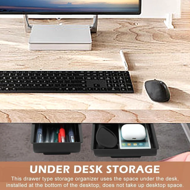 Alt view image 6 of 7 - 2 Pack Under Desk Drawer Organizer,Under Desk Drawer,Under Desk Storage Drawers,Desk Drawer Attachment,Desk Drawers Under Desk,Desk Side Storage,Attachable Desk Drawer(COLOR:black)