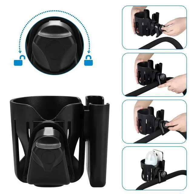 Alt view image 5 of 7 - Stroller Cup Holder, Universal Drinks Holder for Walker Wheelchair Bike