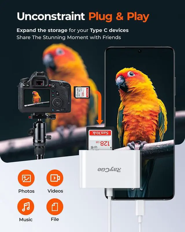 Alt view image 3 of 7 - USB-C SD Card Reader - Type-C to SD/MicroSD Card Reader for iPhone 15/iPad/Mac/Laptop, iMac/iPad Pro/Air/Mini, MacBook Pro/Air, Galaxy