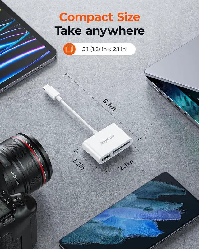 Alt view image 7 of 7 - USB-C SD Card Reader - Type-C to SD/MicroSD Card Reader for iPhone 15/iPad/Mac/Laptop, iMac/iPad Pro/Air/Mini, MacBook Pro/Air, Galaxy