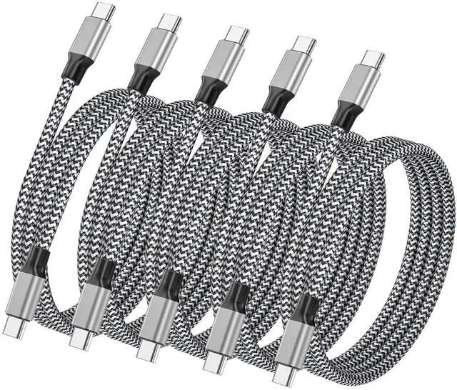 Main image of USB C to USB C Cable 3FT 5 Pack, Premium Braided 60W Fast Charging Type C Charger Cord, USB Type C Fast Charging Cable for iPhone 17 16 15 Pro Plus Pro Max/iPad Pro/Air, Samsung Galaxy