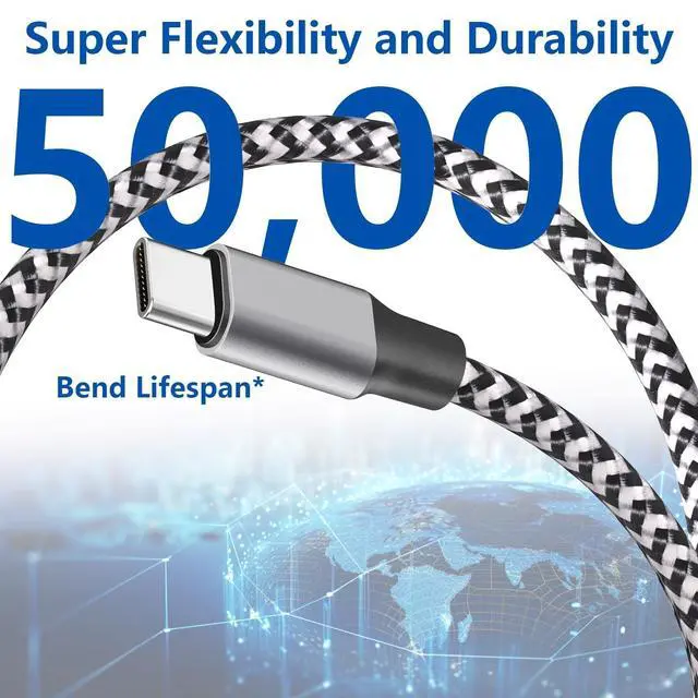 Alt view image 3 of 7 - USB C to USB C Cable 3FT 5 Pack, Premium Braided 60W Fast Charging Type C Charger Cord, USB Type C Fast Charging Cable for iPhone 17 16 15 Pro Plus Pro Max/iPad Pro/Air, Samsung Galaxy