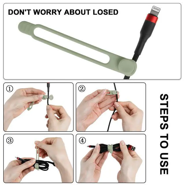 Alt view image 3 of 6 - 30Pcs Silicone Cable Ties, Cord Organizer Cable Management