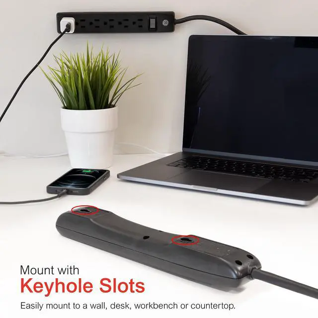 Alt view image 5 of 7 - Power Strip, 6 Outlet Extender, 7 Ft Extension Cord