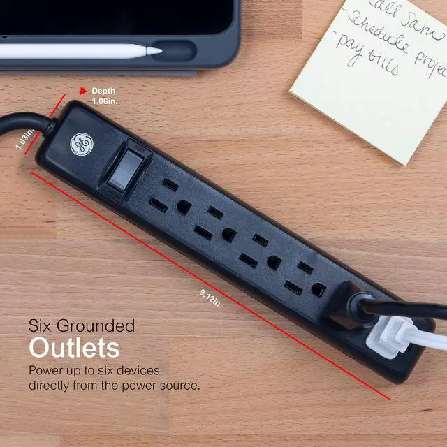 Alt view image 4 of 7 - Power Strip, 6 Outlet Extender, 7 Ft Extension Cord