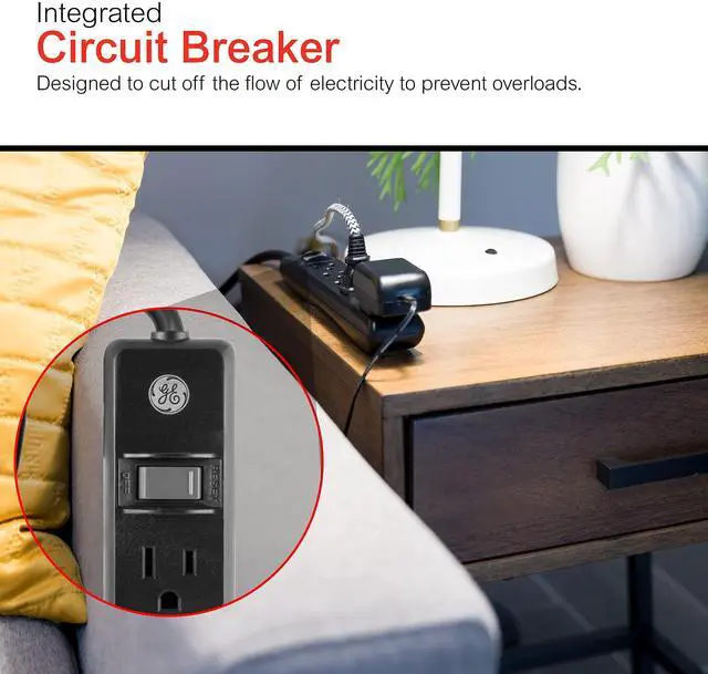 Alt view image 7 of 7 - Power Strip, 6 Outlet Extender, 7 Ft Extension Cord