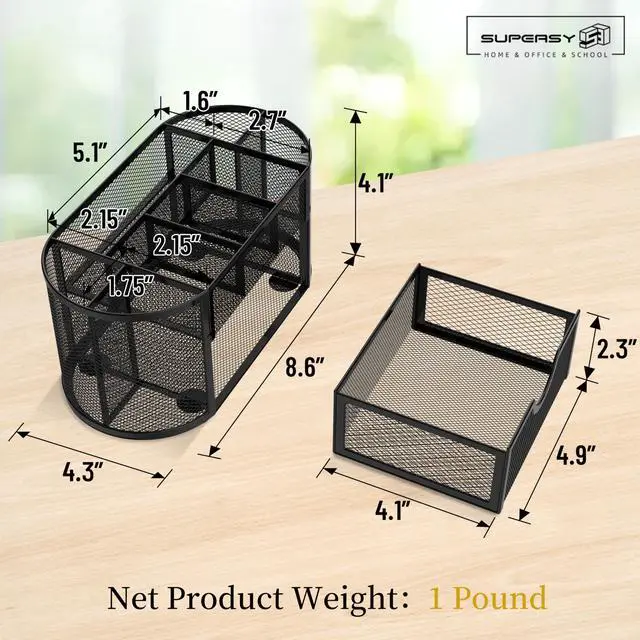 Alt view image 3 of 7 - Desk Organizer with Drawer, 9-Compartment Pen Holder for Desk, Black