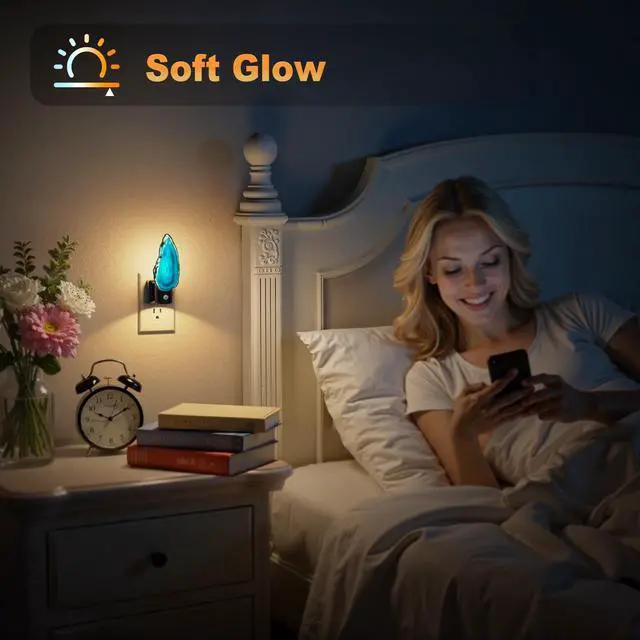 Alt view image 6 of 7 - Night Lights Plug into Wall, 2 Pack Agate Night Light