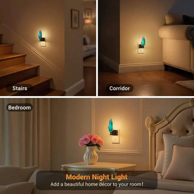 Alt view image 7 of 7 - Night Lights Plug into Wall, 2 Pack Agate Night Light