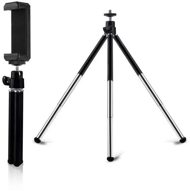 Main image of Mini Tripod for Webcam and Phone, 12.4 inch Metal Extendable Webcam Stand with Phone Holder, Small Tripod for Desk