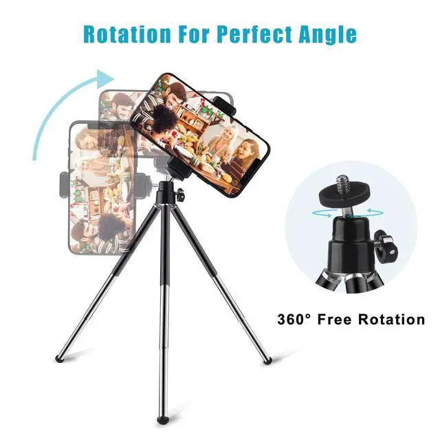 Alt view image 3 of 7 - Mini Tripod for Webcam and Phone, 12.4 inch Metal Extendable Webcam Stand with Phone Holder, Small Tripod for Desk