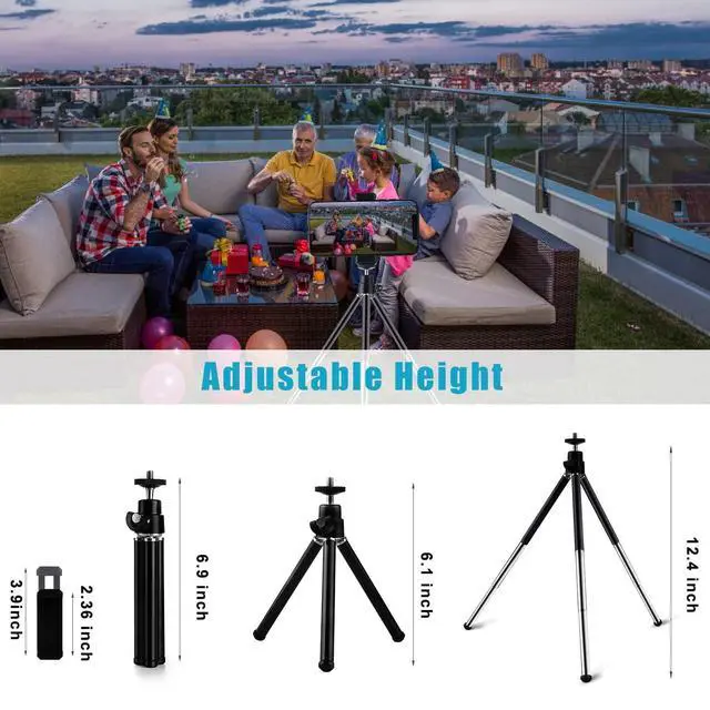 Alt view image 5 of 7 - Mini Tripod for Webcam and Phone, 12.4 inch Metal Extendable Webcam Stand with Phone Holder, Small Tripod for Desk
