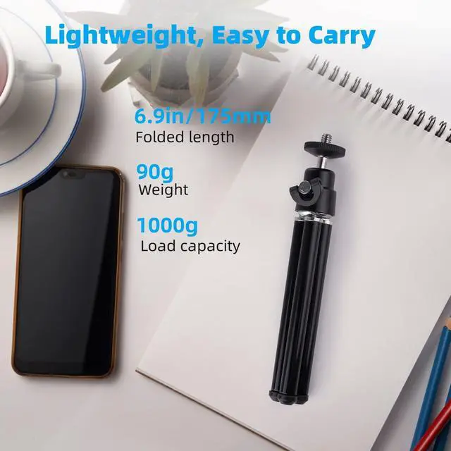 Alt view image 6 of 7 - Mini Tripod for Webcam and Phone, 12.4 inch Metal Extendable Webcam Stand with Phone Holder, Small Tripod for Desk