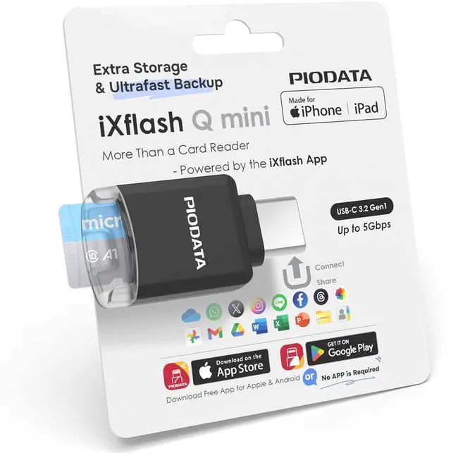 Main image of MFi USB-C MicroSD Card Reader for iPhone, iPad & Android - Black