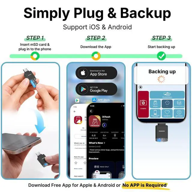 Alt view image 5 of 7 - MFi USB-C MicroSD Card Reader for iPhone, iPad & Android - Black