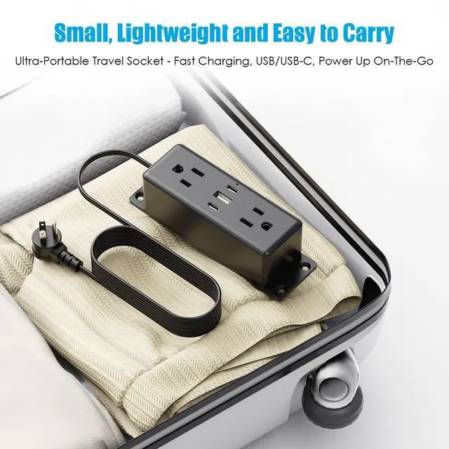Alt view image 7 of 7 - Wall Mount Power Strip with USB Ports, Under Desk Mountable Power Strip with Outlets, 6FT Flat Plug Extension Cord Outlet, 20W USB-C Ports.