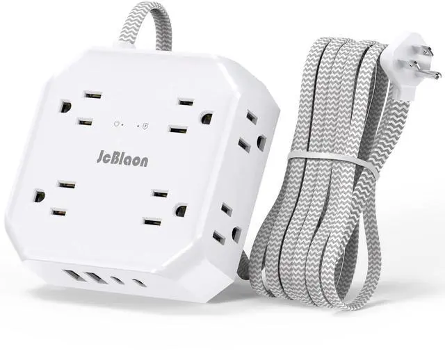 Main image of Surge Protector Power Strip, 8 Outlets with 4 USB Ports(2 USB C), 4-Sided 1050J Outlet Extender with 5FT Flat Extension Cord for Travel, Home, School, College Dorm Room Essentials