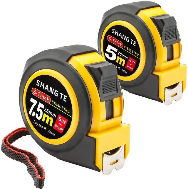 Main image of 2 Packs Tape Measure 25 ft /16 ft, Steel Measuring Tape Retractable, 25-Foot /16-Foot Basics Self-Locking Measurement Auto Lock Tape Rule Imperial/Metric Tape Measure for Body Measurements