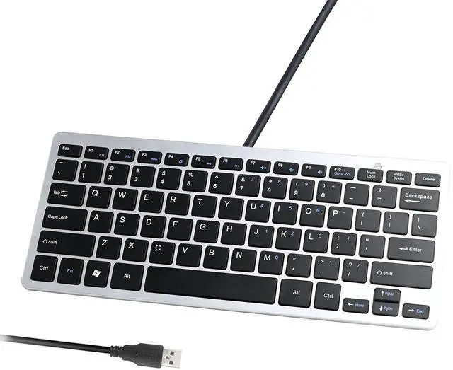 Main image of Upgraded PC Computer Laptop Mini USB Wired Keyboard for Mac and Windows 78 Scissor Keys Small Super Thin Compact Multimedia Keyboard