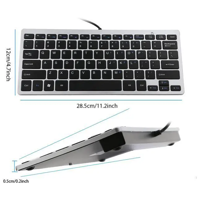 Alt view image 3 of 7 - Upgraded PC Computer Laptop Mini USB Wired Keyboard for Mac and Windows 78 Scissor Keys Small Super Thin Compact Multimedia Keyboard
