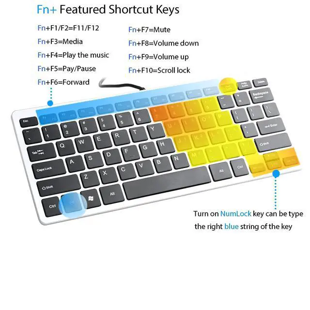 Alt view image 5 of 7 - Upgraded PC Computer Laptop Mini USB Wired Keyboard for Mac and Windows 78 Scissor Keys Small Super Thin Compact Multimedia Keyboard