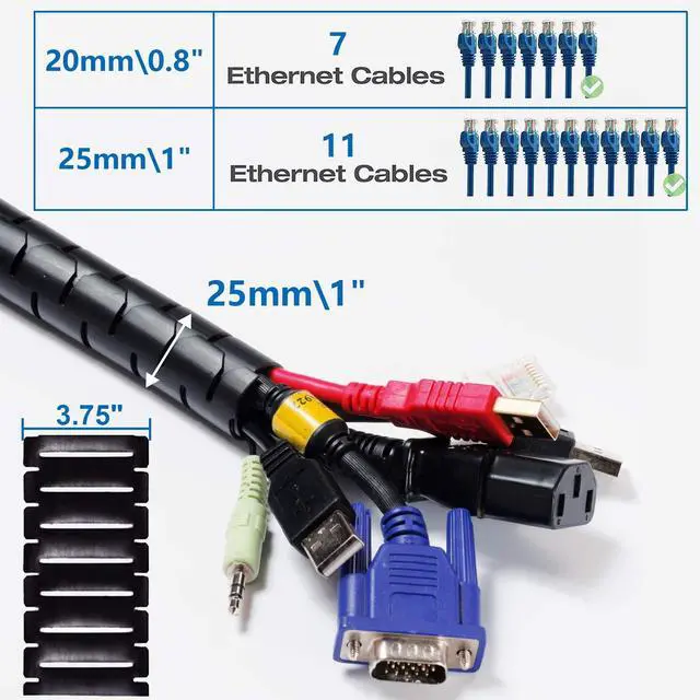 Alt view image 2 of 7 - 10FT Cable Management Sleeve EZ Cord Bundler 1" Diameter w/Zip Clip Zipper Wire Wrap Cord Organizer Cable Tube Hider Flexible & Expandable Home & Office Wire Concealer for PC TV Computer Cinema