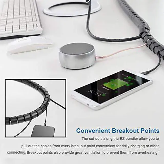 Alt view image 5 of 7 - 10FT Cable Management Sleeve EZ Cord Bundler 1" Diameter w/Zip Clip Zipper Wire Wrap Cord Organizer Cable Tube Hider Flexible & Expandable Home & Office Wire Concealer for PC TV Computer Cinema