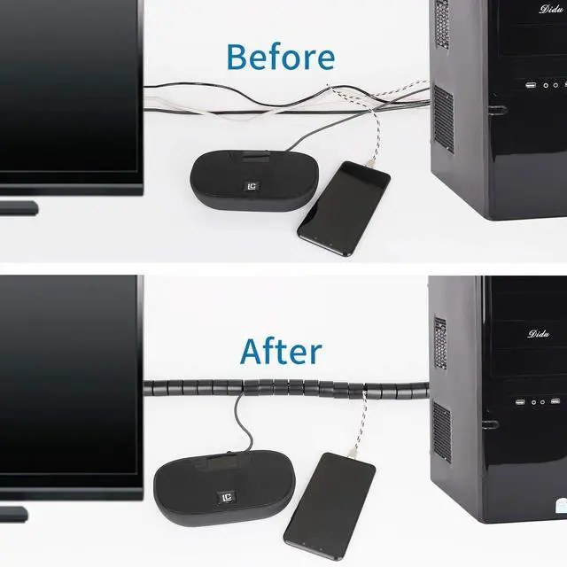 Alt view image 7 of 7 - 10FT Cable Management Sleeve EZ Cord Bundler 1" Diameter w/Zip Clip Zipper Wire Wrap Cord Organizer Cable Tube Hider Flexible & Expandable Home & Office Wire Concealer for PC TV Computer Cinema