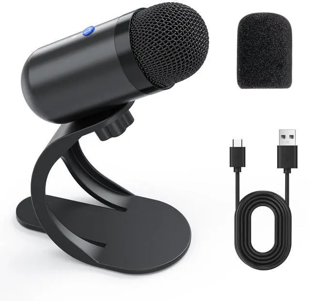 Main image of USB Computer Microphone, Podcast Mic Desktop with Mute Button for Recording Streaming, Omnidirectional Condenser, Plug&Play Stand with Volume Control for PC, Laptop, Mac, YouTube