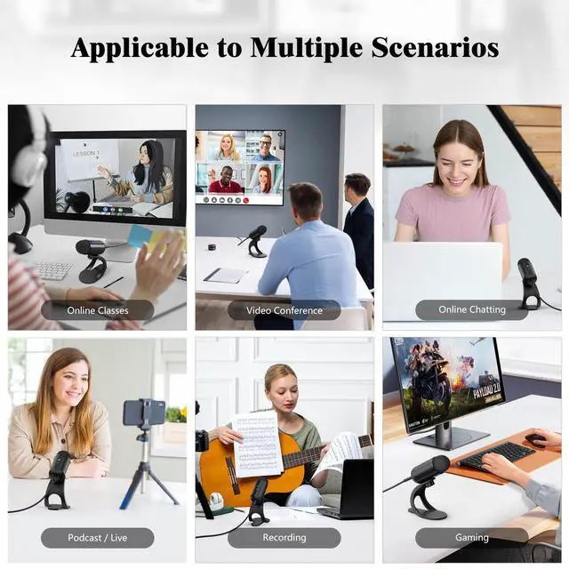 Alt view image 6 of 7 - USB Computer Microphone, Podcast Mic Desktop with Mute Button for Recording Streaming, Omnidirectional Condenser, Plug&Play Stand with Volume Control for PC, Laptop, Mac, YouTube