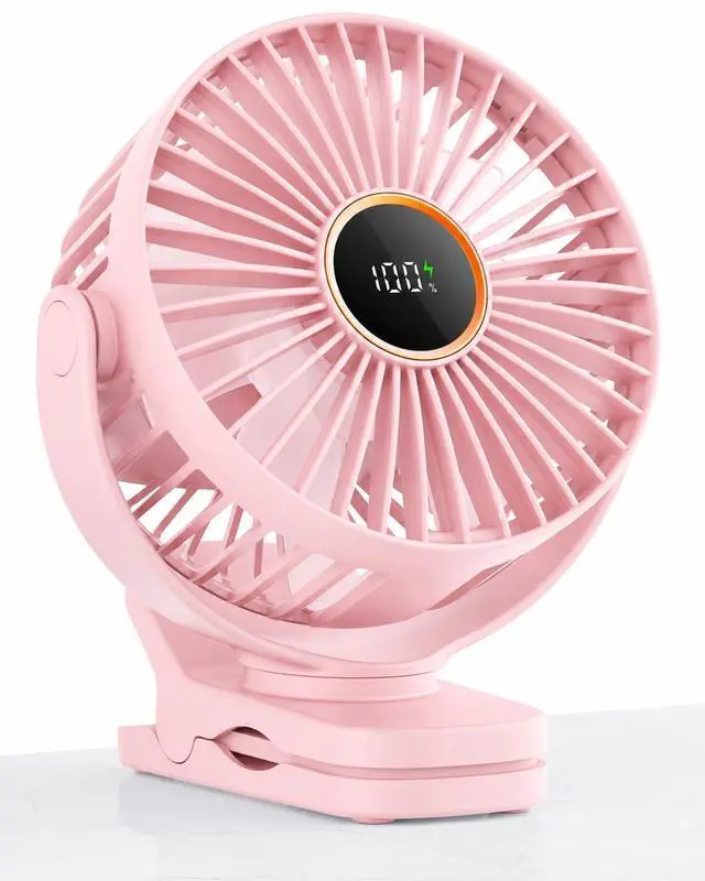 Main image of Mini Clip on Fan, Battery Operated Desk Fan, Digital display3 Speeds Adjustable, Bidirectional 360 ° Adjustable, Super Strong Wind, Portable Fan for Home, Office, Camping