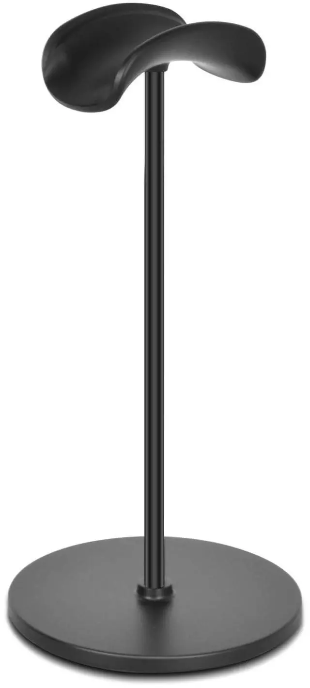 Main image of Headphone Stand, Curved Headset Stand with Aluminum Rod ABS Solid Base Gaming Headset Holder for Desk Headphone Accessories for Organization and Display, Black