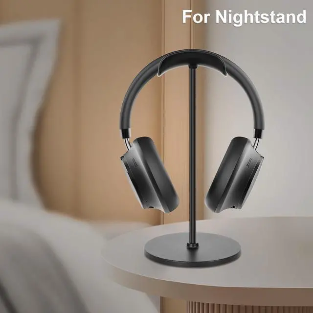 Alt view image 7 of 7 - Headphone Stand, Curved Headset Stand with Aluminum Rod ABS Solid Base Gaming Headset Holder for Desk Headphone Accessories for Organization and Display, Black