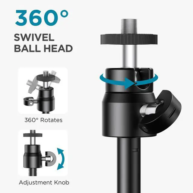 Alt view image 4 of 6 - Webcam Tripod, Extendable Webcam Stand for Desk Camera Stand Mount with Phone Holder for Webcam C922 C930e C920S C920 C615 C960 C920x BRIO 4K NexiGo N60, Right Light, GoPro with 1/4" Thread