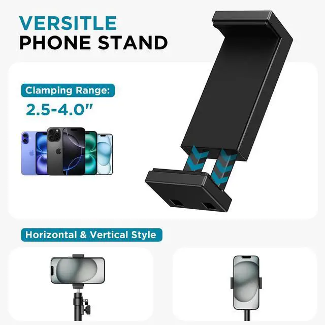 Alt view image 5 of 6 - Webcam Tripod, Extendable Webcam Stand for Desk Camera Stand Mount with Phone Holder for Webcam C922 C930e C920S C920 C615 C960 C920x BRIO 4K NexiGo N60, Right Light, GoPro with 1/4" Thread