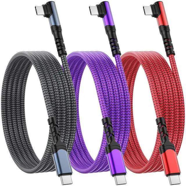 Main image of Right Angle USB C to USB C Cable 10FT,3 Pack 60W Type C to C Charger Cord