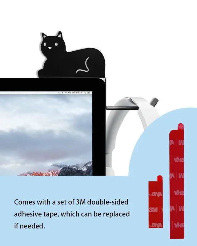 Alt view image 5 of 5 - Monitor Stand, Puppy Tail Hook for Headphone, Saves Desk Space and Protects Headphones, Organizer Decorative Hanger for Hanging Keys Cables and More (Black (Cat))