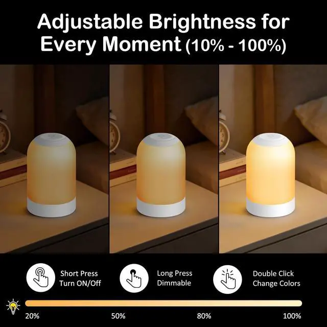 Alt view image 4 of 7 - Rechargeable Night Light, Portable Bedside Lamp, Touch Dimmable Table Lamp for Nightstand, Reading & Nursery, 3 Color Temperatures, USB Rechargeable