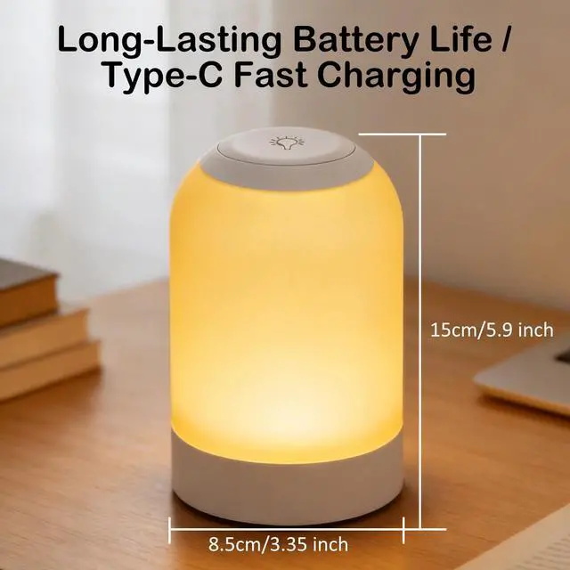 Alt view image 6 of 7 - Rechargeable Night Light, Portable Bedside Lamp, Touch Dimmable Table Lamp for Nightstand, Reading & Nursery, 3 Color Temperatures, USB Rechargeable