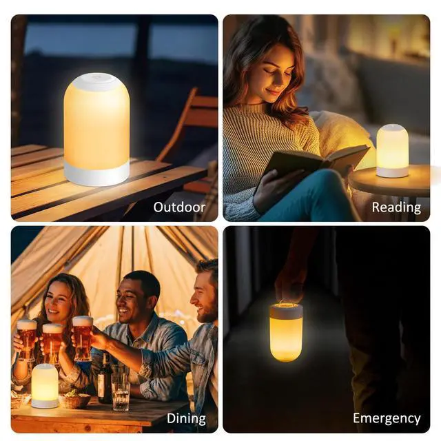 Alt view image 5 of 7 - Rechargeable Night Light, Portable Bedside Lamp, Touch Dimmable Table Lamp for Nightstand, Reading & Nursery, 3 Color Temperatures, USB Rechargeable