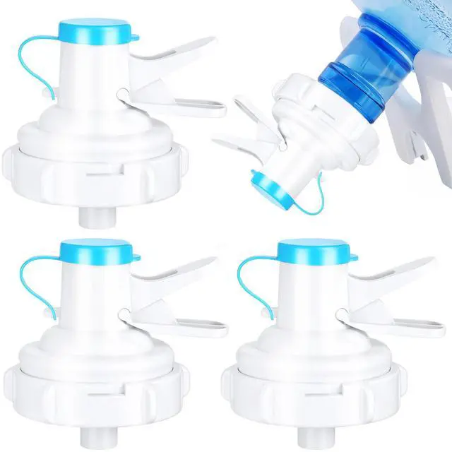 Main image of 4 Pack Water Dispenser Valve 5 Gallon Water Dispenser Valve Cap Bottle Spout Reusable Plastic Spigot Faucet with Spigot Cap for 55 mm Crown Top Drinking Bottle