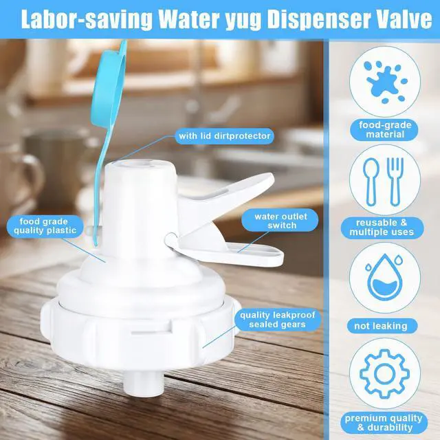 Alt view image 3 of 7 - 4 Pack Water Dispenser Valve 5 Gallon Water Dispenser Valve Cap Bottle Spout Reusable Plastic Spigot Faucet with Spigot Cap for 55 mm Crown Top Drinking Bottle